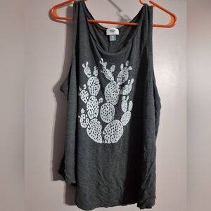 Old Navy Charcoal Sleeveless Top with Cactus Design